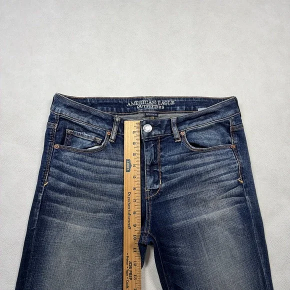 American Eagle Skinny Kick Jeans Womens 12 X-Long Dark Wash Super Stretch Denim - Picture 7 of 10